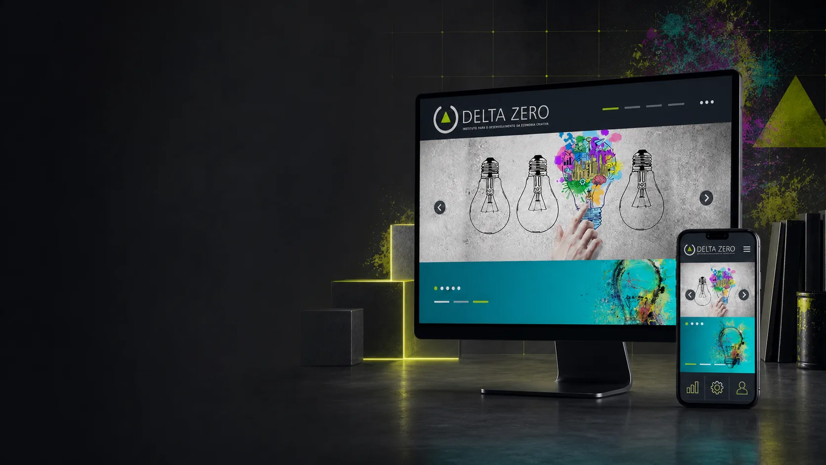 Prévia do site do Instituto Delta Zero em telas responsivas