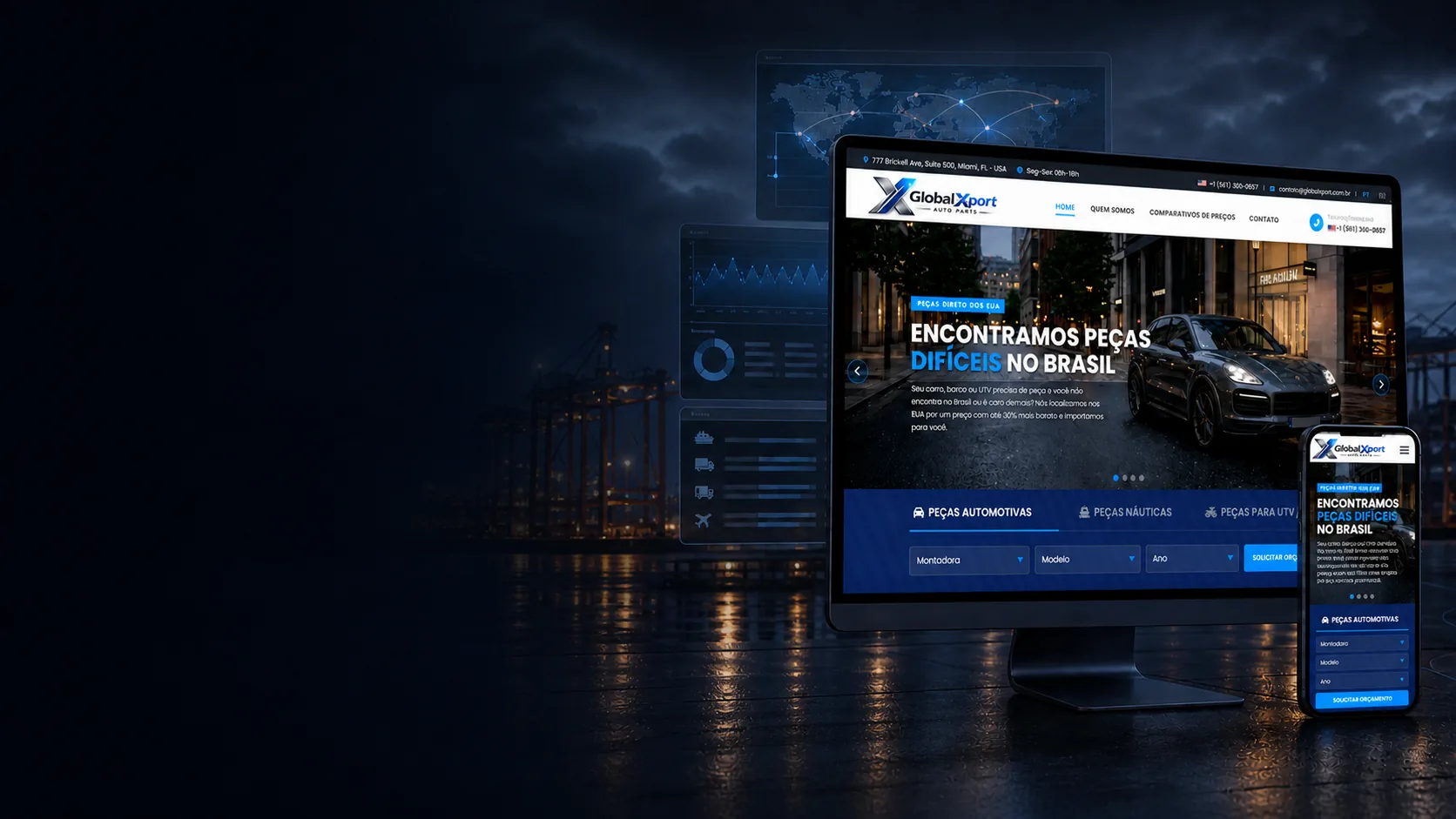 Site da GlobalXport em telas responsivas