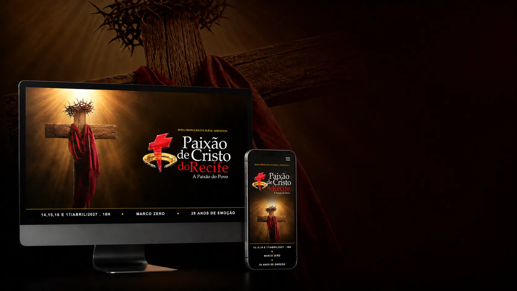 Apresentação responsiva do site Paixão de Cristo do Recife