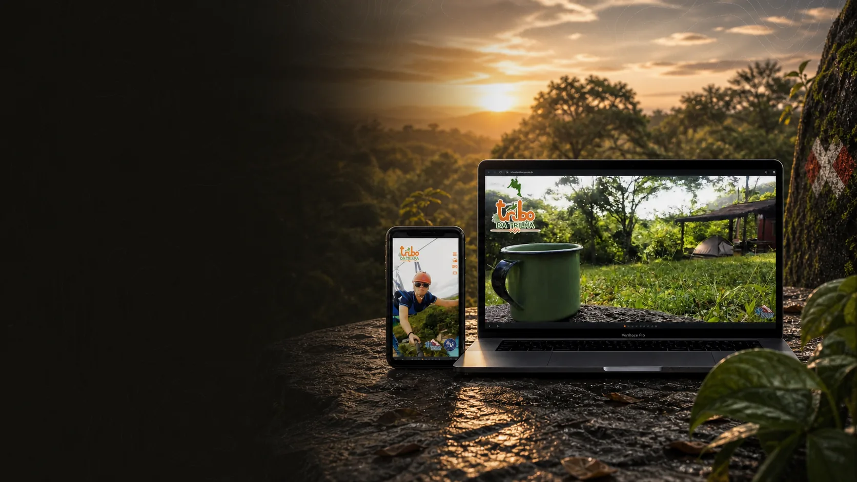 Prévia do site Tribo da Trilha em telas responsivas