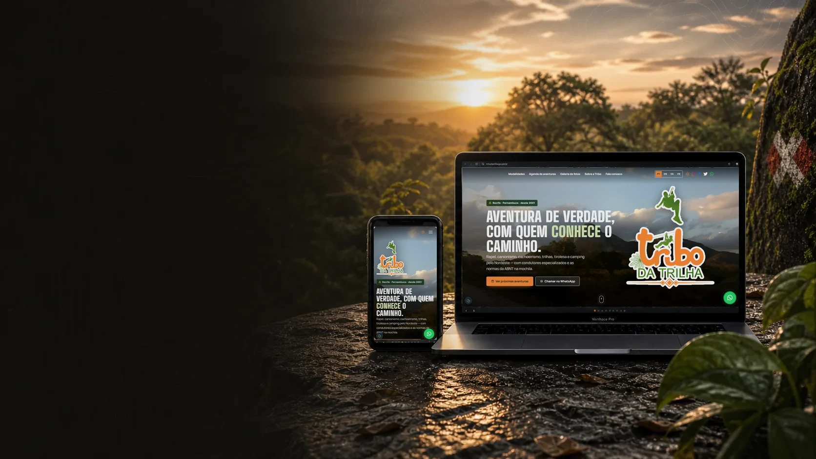 Site novo do Tribo da Trilha PE no notebook e no celular