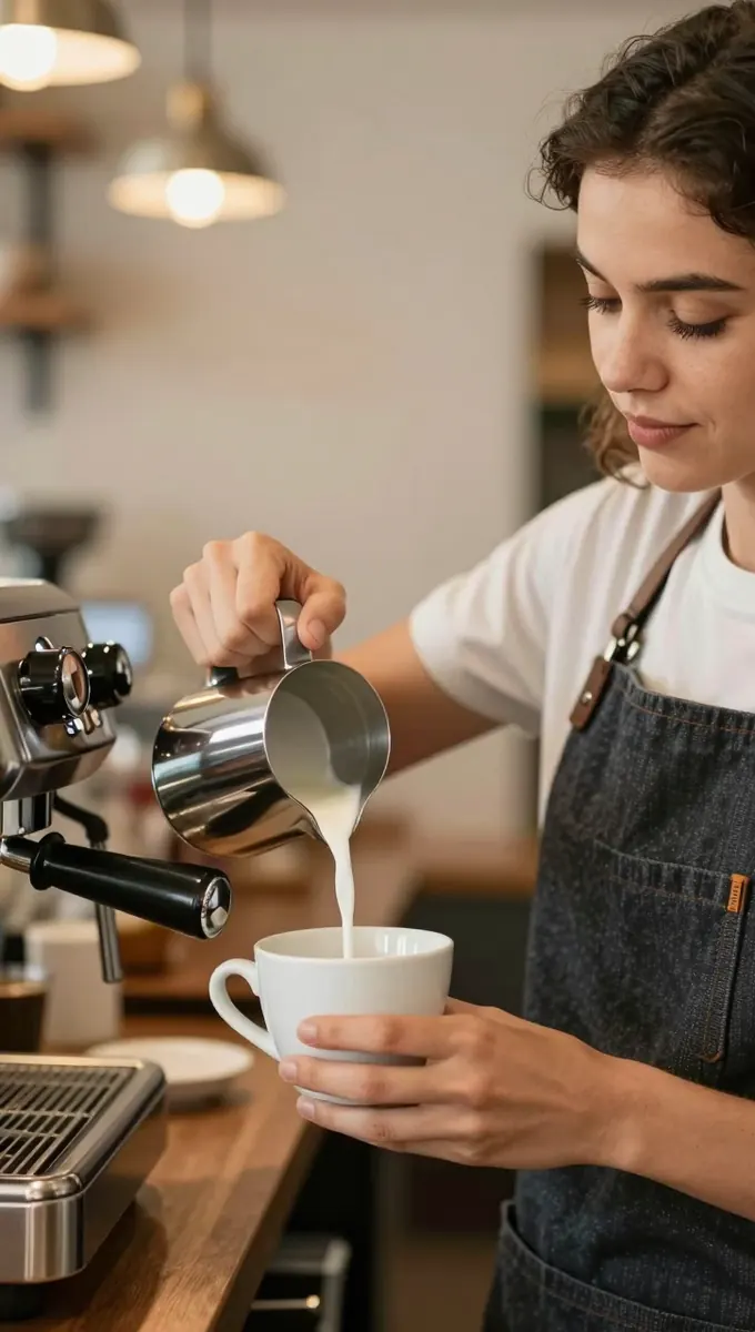 Barista gravando vídeo do café para os Reels
